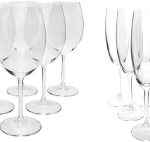 Jogo de Taças de Cristal para Vinho e Espumante (12 peças)